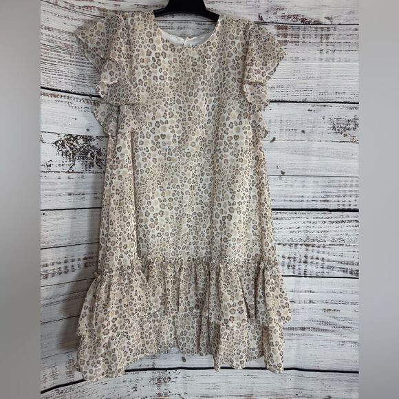 Mayoral Dress Girl Size 8 leopard print chiffon Ruffle 128 CM Made in Spain - Picture 2 of 13